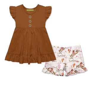 Kids Caramel Cafe Angel - Sleeve Top & Rodeo Girl Ruffle Shorts - Millieloveslily.com