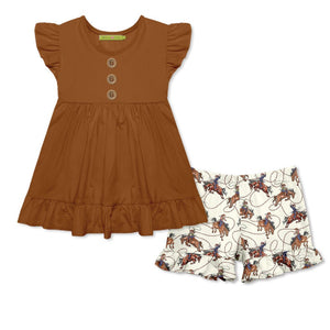 Kids Caramel Cafe Top & Rodeo Ruffle Shorts Set - Millieloveslily.com