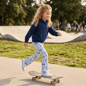 Kids Cobalt Hoodie & Bows Flare Leggings - Millieloveslily.com