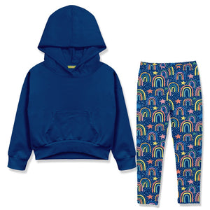 Kids Cobalt Hoodie & Rainbow Stars Leggings - Millieloveslily.com