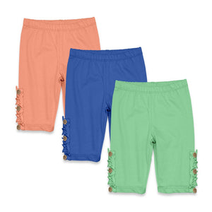 Kids Coral,Blue & Jade 3 - Pack Bike Short Set - Millieloveslily.com