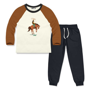 Kids Cream & Charcoal Wild West Long-Sleeve Tee & Joggers - Millieloveslily.com