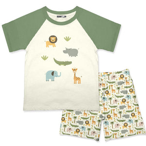 Kids Cream Crewneck Tee & Jungle Beat Shorts - Millieloveslily.com