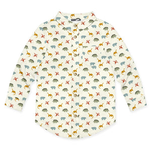 Kids Cream Dino Night Long-Sleeve Shirt - Millieloveslily.com