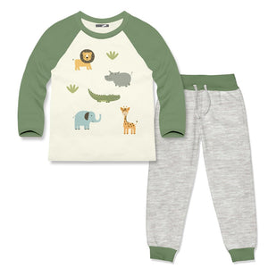 Kids Cream & Gray Jungle Beat Long-Sleeve Raglan Tee & Joggers - Millieloveslily.com