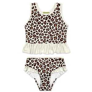 Kids Cream Leopard Tankini Swimsuit - Millieloveslily.com