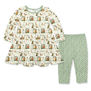 Kids Cream Nativity Babydoll Dress & Leggings Set - Millieloveslily.com
