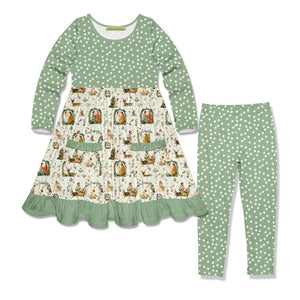 Kids Cream Nativity Patch-Pocket Dress & Dot Leggings - Millieloveslily.com