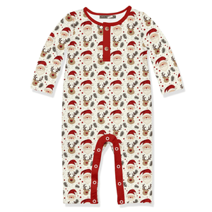 Kids Cream & Red Vintage Santa Button-Front Playsuit - Millieloveslily.com