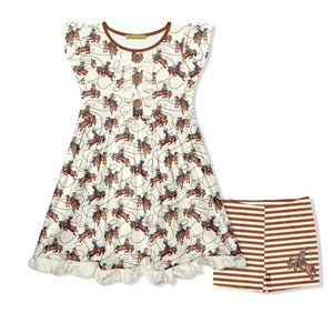 Kids Cream Rodeo Button-Front Dress & Stripe Shorts - Millieloveslily.com