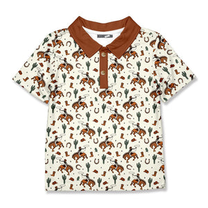 Kids Cream Rodeo Cactus Polo - Millieloveslily.com