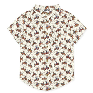 Kids Cream Rodeo Short Sleeve Campshirt - Millieloveslily.com