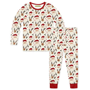 Kids Cream Vintage Santa Pajama Set - Millieloveslily.com