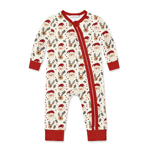 Kids Cream Vintage Santa Zip-Up Playsuit - Millieloveslily.com