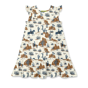 Kids Cream Western Frontier Square - Neck Dress - Millieloveslily.com