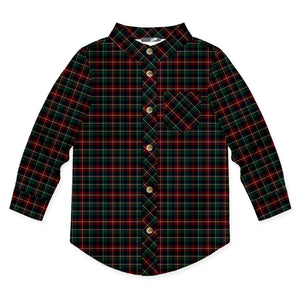 Kids Dark Green & Red Tartan Plaid Long-Sleeve Button-Up - Millieloveslily.com