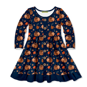 Kids Dark Navy Tom Turkey Button-Front A-Line Dress - Millieloveslily.com
