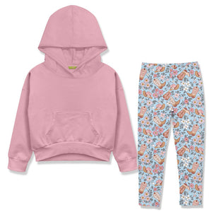 Kids Dusty Pink Hoodie & Western Boots Leggings Set - Millieloveslily.com