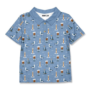 Kids Gray Blue Capy Nautical Polo - Millieloveslily.com