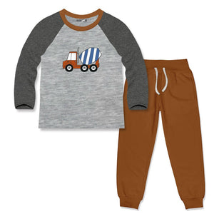 Kids Gray & Caramel Café TruckLand Long-Sleeve Tee & Joggers - Millieloveslily.com