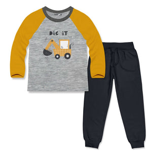 Kids Gray & Charcoal Digger Long-Sleeve Raglan Tee & Joggers - Millieloveslily.com