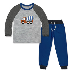 Kids Gray & Cobalt TruckLand Long-Sleeve Tee & Joggers - Millieloveslily.com