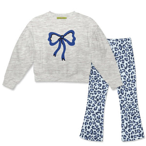 Kids Gray Crewneck Sweatshirt & Skin Print Flare Leggings - Millieloveslily.com