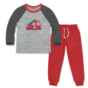 Kids Gray & Red Helper Truck Long-Sleeve Tee & Joggers - Millieloveslily.com