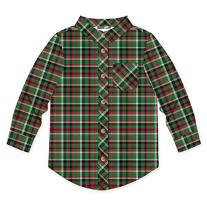 Kids Green Christmas Plaid Long-Sleeve Button-Up - Millieloveslily.com