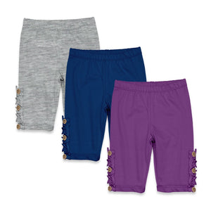 Kids Heather,Grey,Navy & Purple 3 - Pack Bike Short Set - Millieloveslily.com
