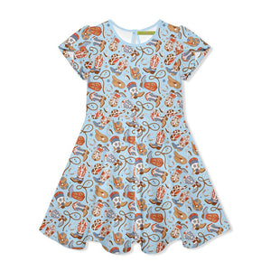 Kids Ice Blue Boots Fit'n Flare Dress - Millieloveslily.com