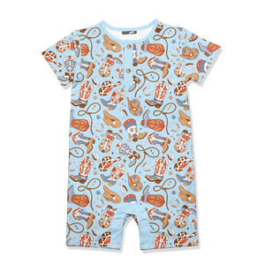 Kids Ice Blue Boots Short - Sleeve Romper - Millieloveslily.com