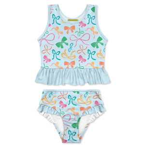 Kids Ice Blue Bows Tankini Swimsuit - Millieloveslily.com