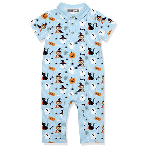 Kids Ice Blue Halloween Puppy Playsuit - Millieloveslily.com