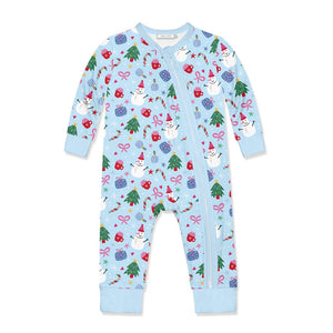 Kids Ice Blue Holiday Things Zip-Up Playsuit - Millieloveslily.com