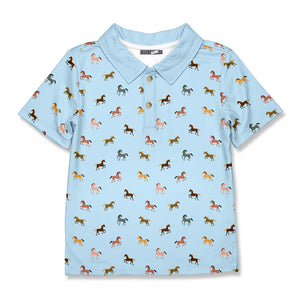 Kids Ice Blue Mini Horses Polo - Millieloveslily.com