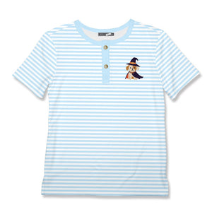 Kids Ice Blue Stipe Halloween Puppy Henley - Millieloveslily.com