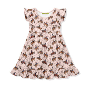 Kids Light Pink Rodeo Angel-Sleeve Dress - Millieloveslily.com
