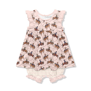 Kids Light Pink Rodeo Skirted Bubble Romper - Millieloveslily.com