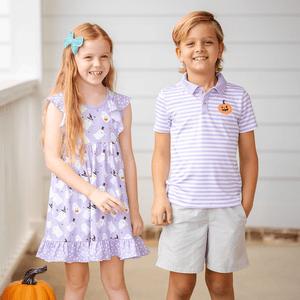 Kids Lilac Floating Ghost Angel-Sleeve Dress & Dot Shorts - Millieloveslily.com