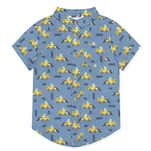 Kids Lt.Blue Truck Short - Sleeve Button - Up - Millieloveslily.com