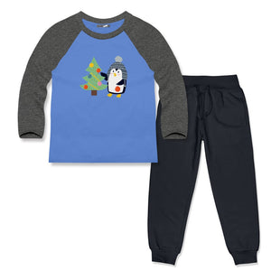Kids Marina Blue & Charcoal Long-Sleeve Raglan Tee & Joggers - Millieloveslily.com