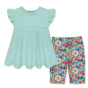 Kids Mint Baby - Doll Top & Floral Bike Shorts - Millieloveslily.com