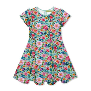 Kids Mint Becky Floral Fit'n Flare Dress - Millieloveslily.com