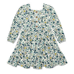 Kids Mint Elory Floral Square-Neck Button-Front Tiered Dress - Millieloveslily.com