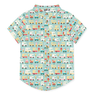 Kids Mint Ice Cream Trucks Short - Sleeve Button - Up - Millieloveslily.com