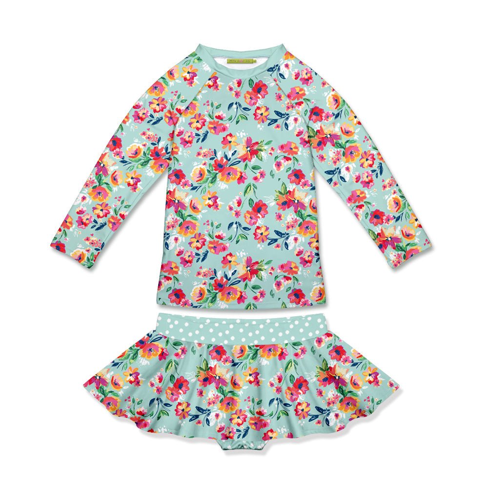 Mint Rash Guard Kids Mint Julial Foral Long-Sleeve Rashguard Set – Millieloveslily.com