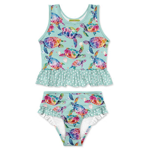 Kids Mint Tie-Dye Turtle Tankini Swimsuit - Millieloveslily.com