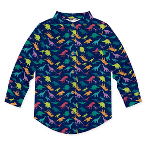 Kids Navy Dino Long-Sleeve Shirt - Millieloveslily.com