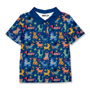 Kids Navy Doggies Polo - Millieloveslily.com